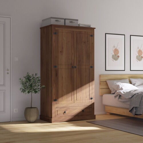 Ropero 2 puertas 1 Cajón Madera - Linea Mexicana Nogal