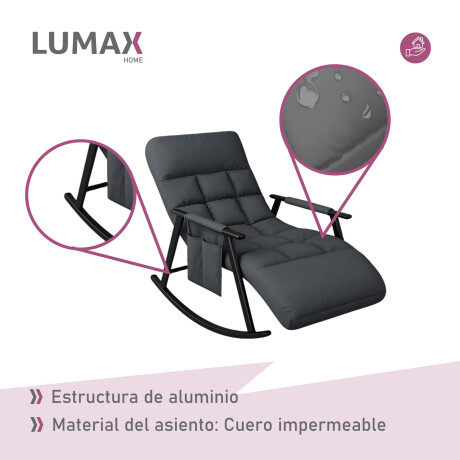 Sillón Reposera Lumax Mecedora Respaldo bolsillo Ajustable Gris