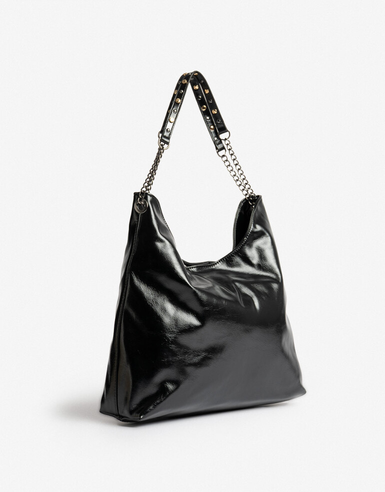 Shopper Navidad Shopper Efecto Satinado Negro - Negro