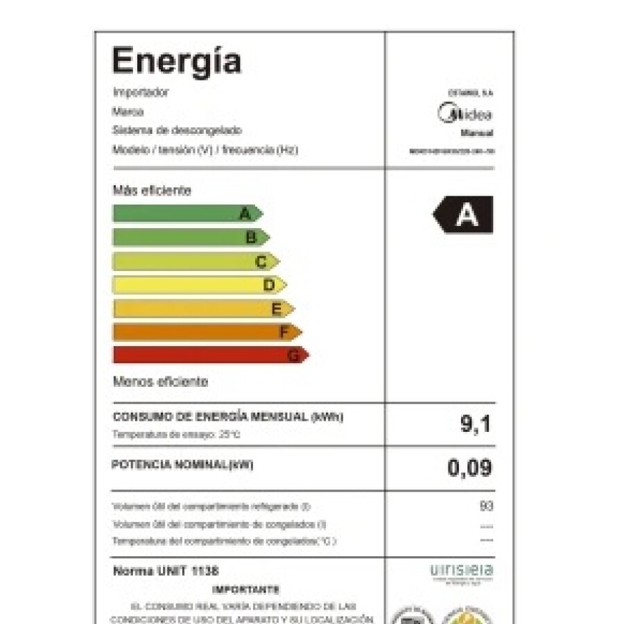Frigobar Negro 93L Midea MDRD142FGR30 Frigobar Negro 93L Midea MDRD142FGR30
