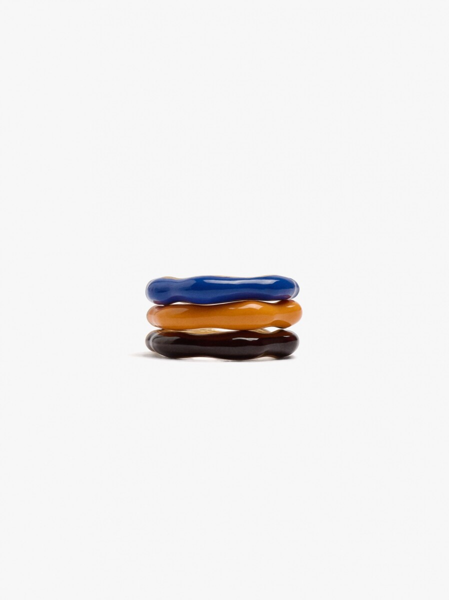 Set De Anillos Con Esmalte - multicolor 