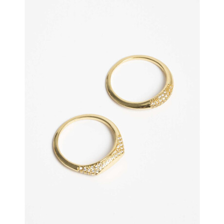 Set De Anillos Con Cubic Zirconia Dorado