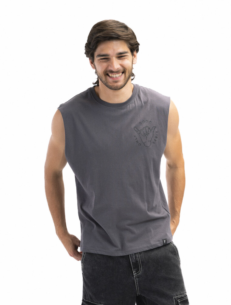 Musculosa Estampada Oversized Grafito/ Fantasía 1