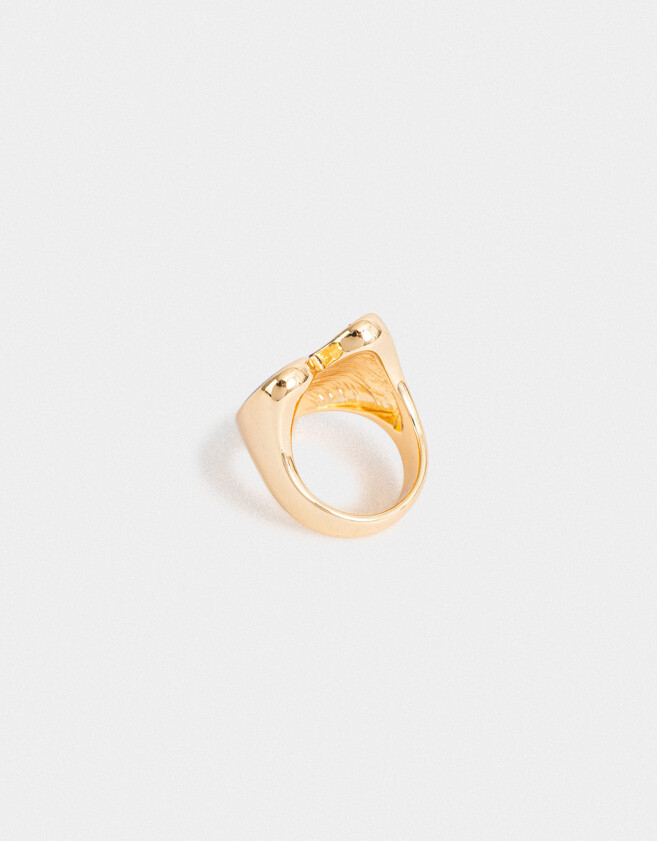Anillos Medianos y Grandes Con corazón Anillo Grande Con Corazón Glitter - Dorado Oro Claro