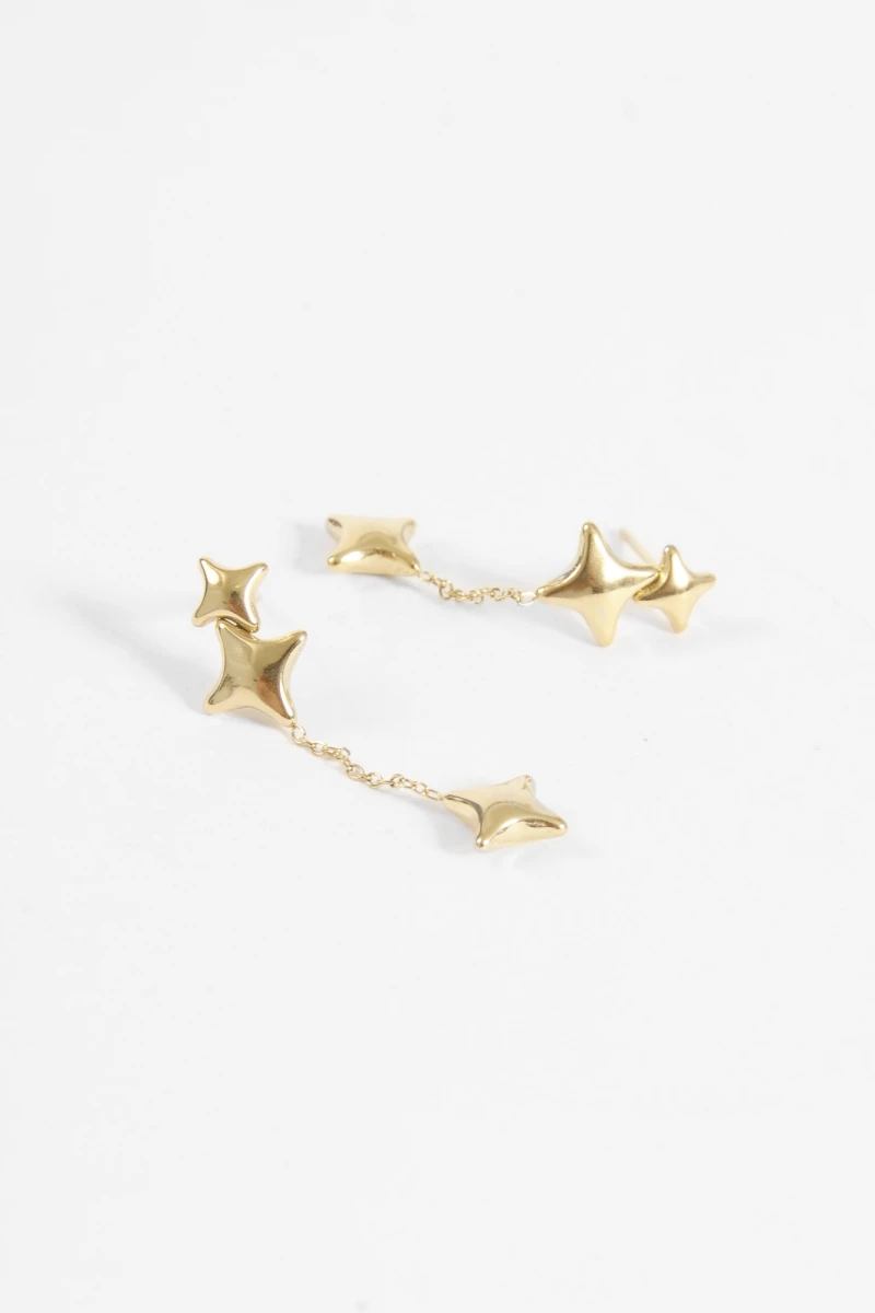 Caravanas acero estrella dorado