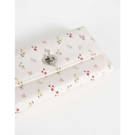 Billetera Fichero Chocolate Estampado Flores