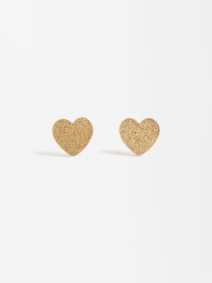 Pendientes Corazón Con Efecto Martillado dorado