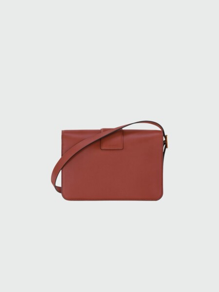 Longchamp -Cartera de cuero con solapa, Box-trot Terracota