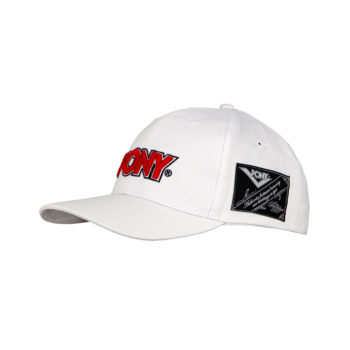 Gorro con Visera Pony con Liso con Logo - White/Red 