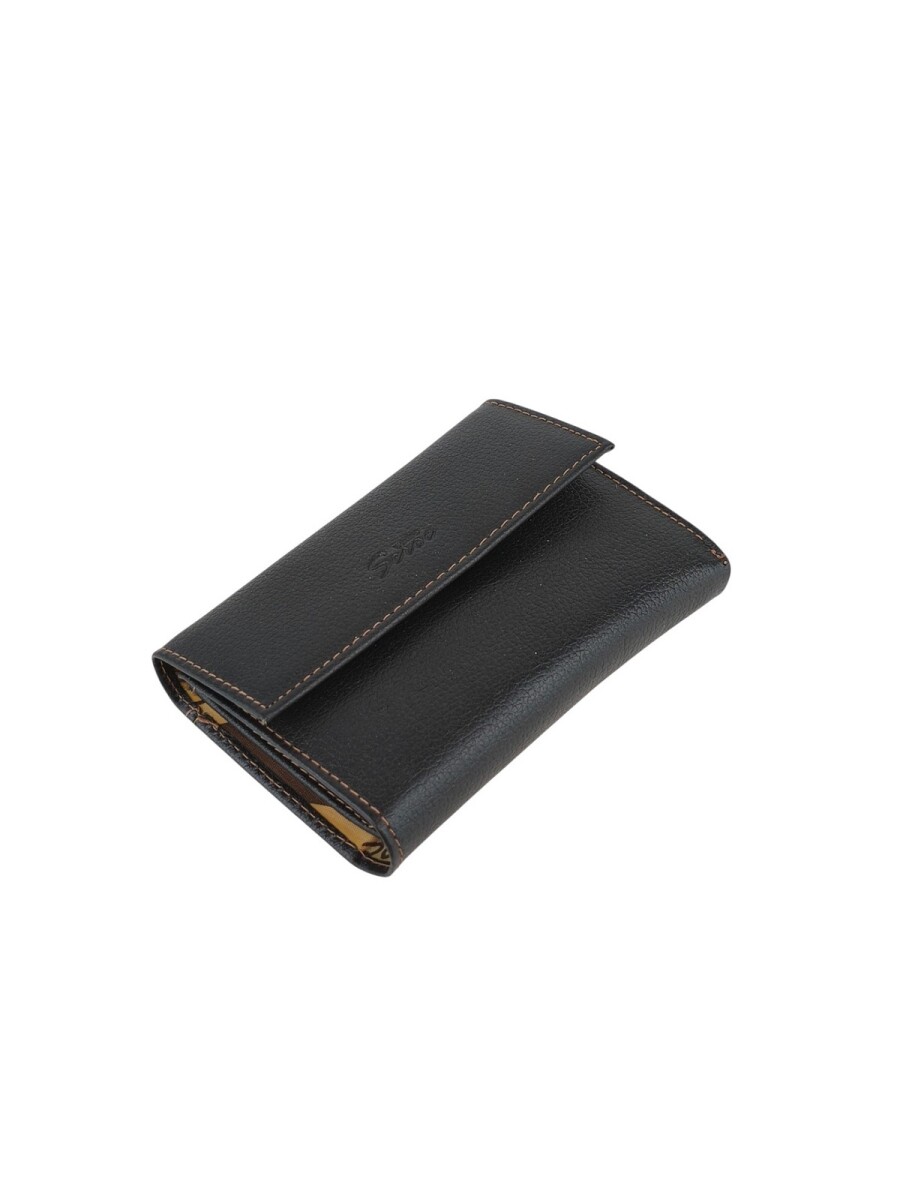 Billetera grande de cuero multiples bolsillos - Negro 