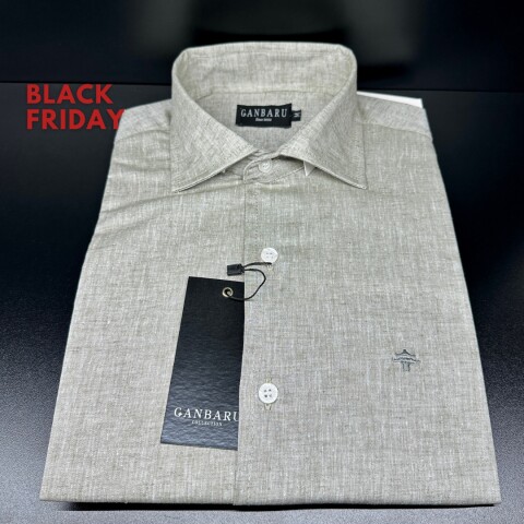 CAMISA DE LINO Verde jaspeado