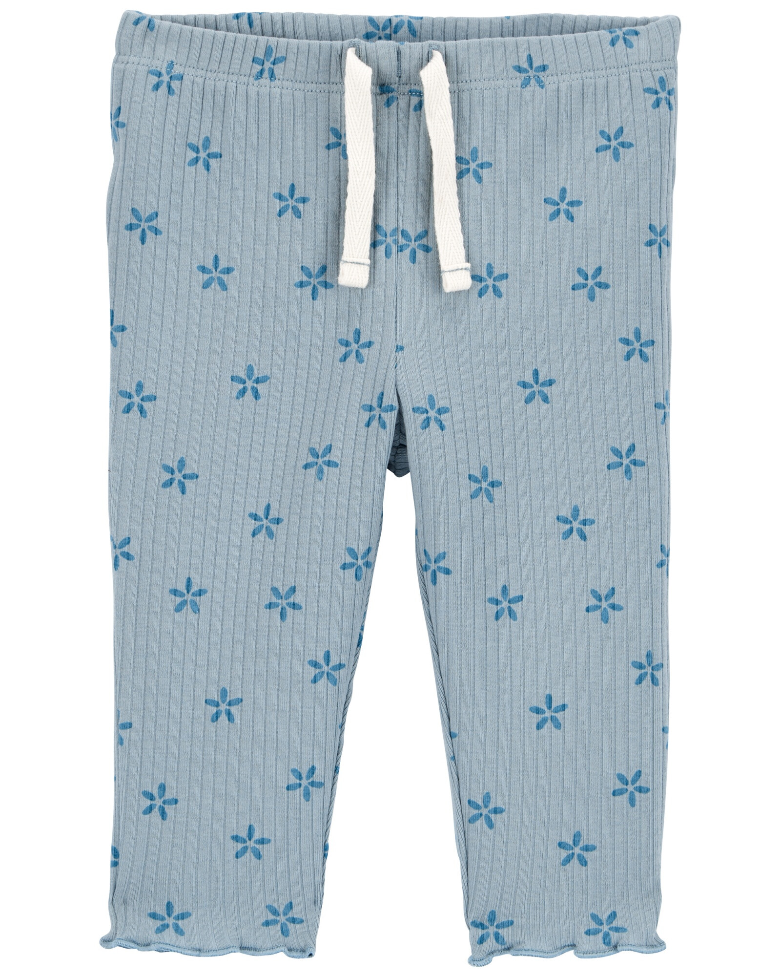 Pantalón de algodón acanalado, diseño floral Pantalón de algodón acanalado, diseño floral