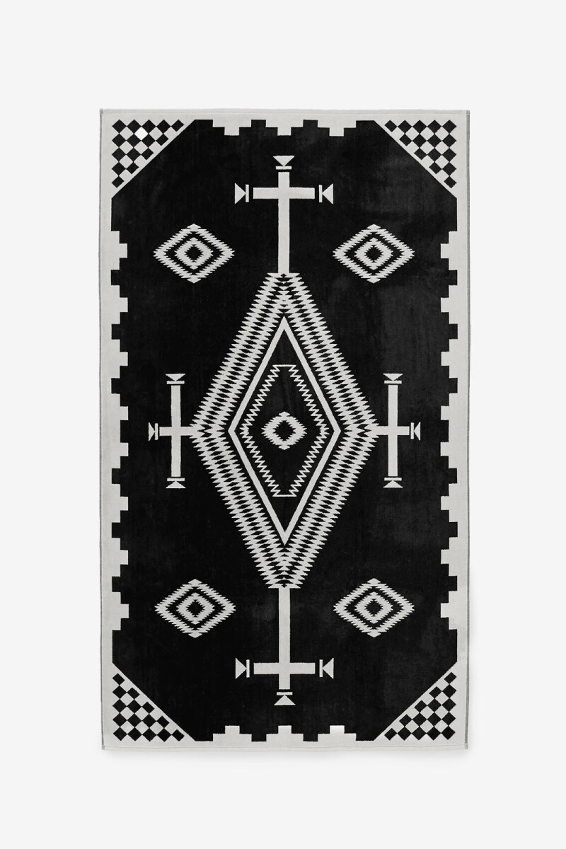 OVERSIZED JACQUARD SPA TOWEL Blanco Y Negro