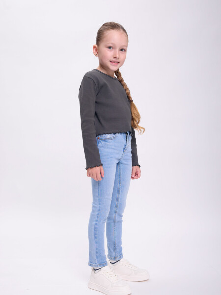 Remera rib crop Gris Oscuro