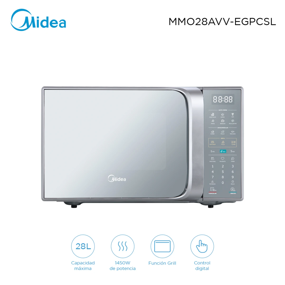 Horno Microondas 28L Midea Inox MMO28AVVEGPC 