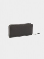 Cartera De Textura Suave Con Cierre De Cremallera L negro
