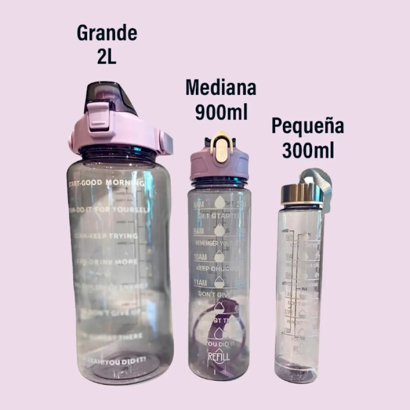 Set 3 Botellas Caramañola Deportivas Motivacionales Set 3 Botellas Caramañola Deportivas Motivacionales
