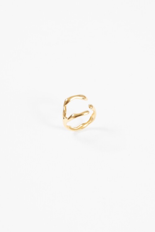 Anillo acero ajustable gota dorado