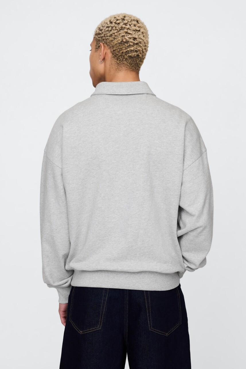 Buzo Deportivo Sin Felpa Medio Cierre Hombre Light Heather Grey