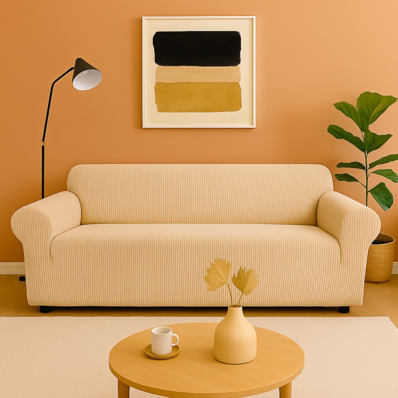 Funda cubre sofá elástica 3 cuerpos BEIGE