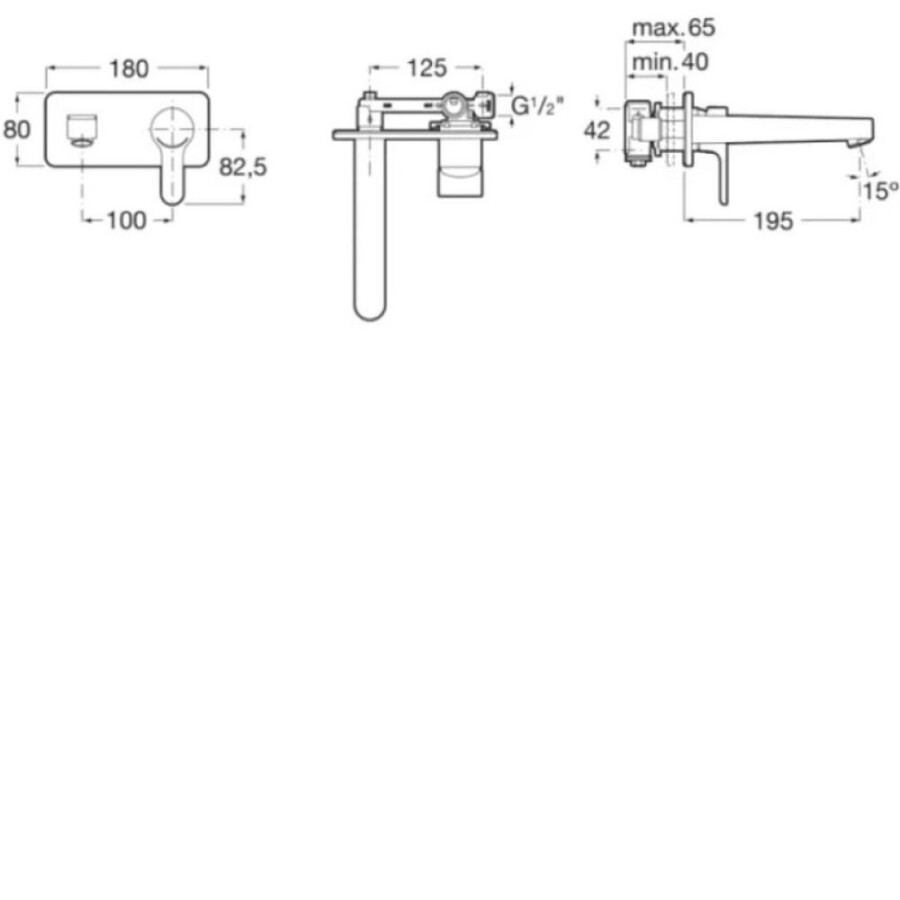 Grifería de Lavatorio de Pared Monocomando Cromado Linea L20 Grifería de Lavatorio de Pared Monocomando Cromado Linea L20
