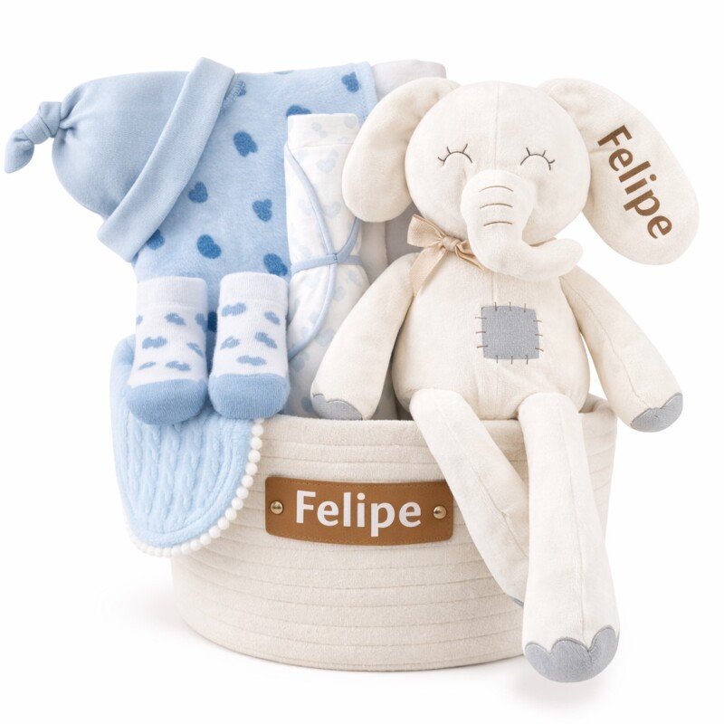 Cesta Nacimiento Cone-Cone Personalizada – Celeste Cesta Nacimiento Cone-Cone Personalizada – Celeste