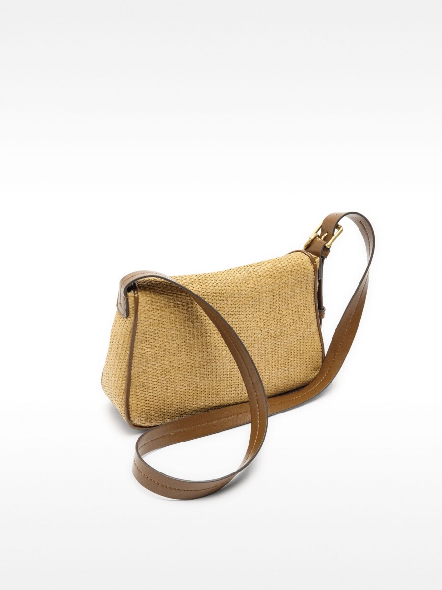 Bolso Bandolera De Efecto Rafia Con Solapa natural