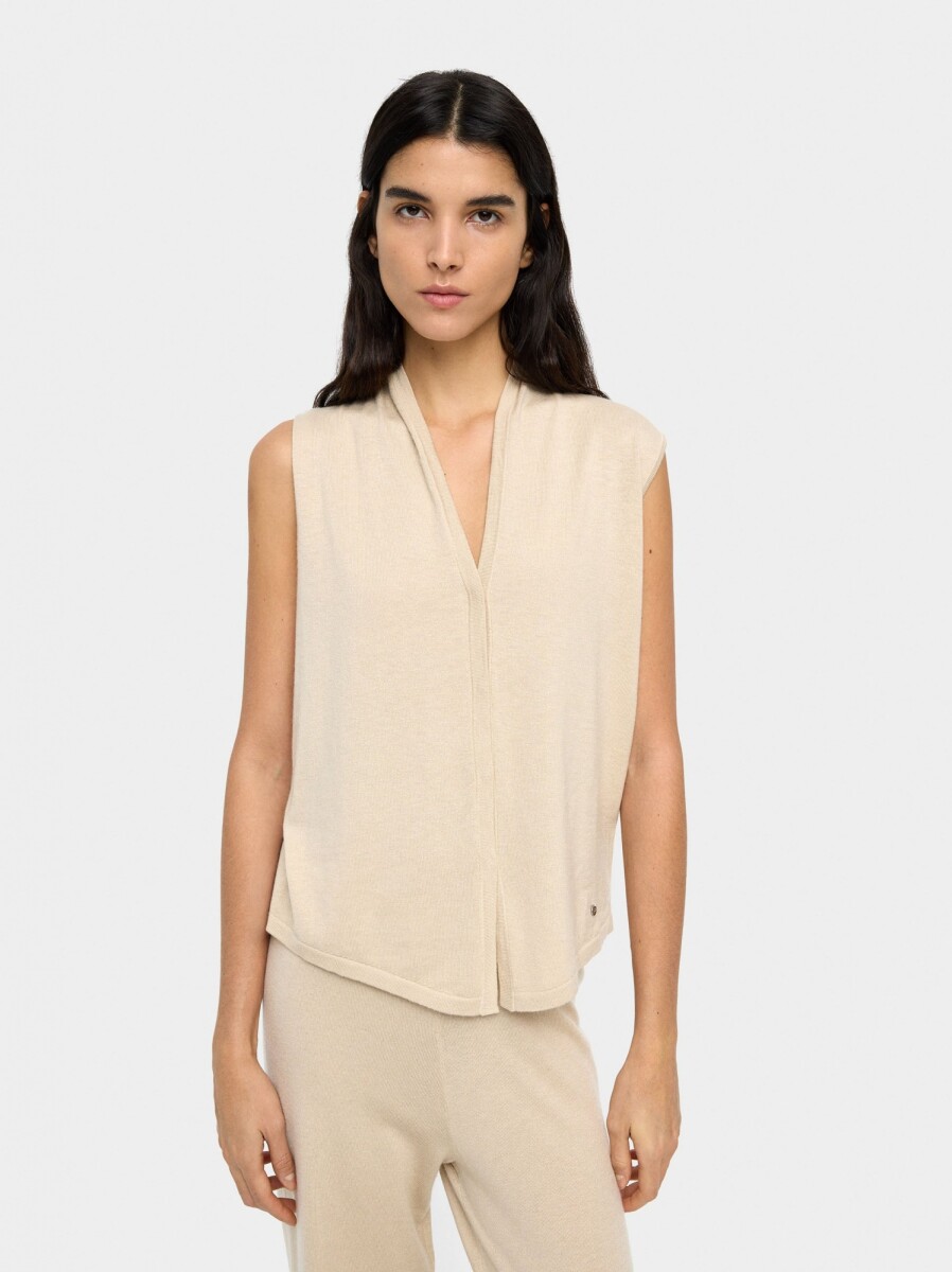 Chaleco De Punto Mezcla De Lana - beige 