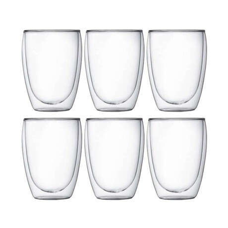 Set x6 Pocillo Doble Vidrio de 350 Ml Sc