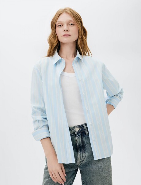 CAMISA MANGA LARGA AZUL