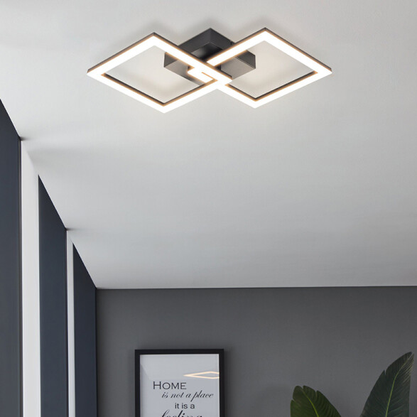 Lámpara de techo LED 20W neutra acero negro HUERTA EG1222