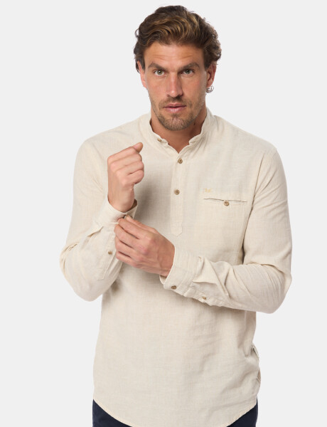 CAMISA DE LINO CUELLO MAO Beige