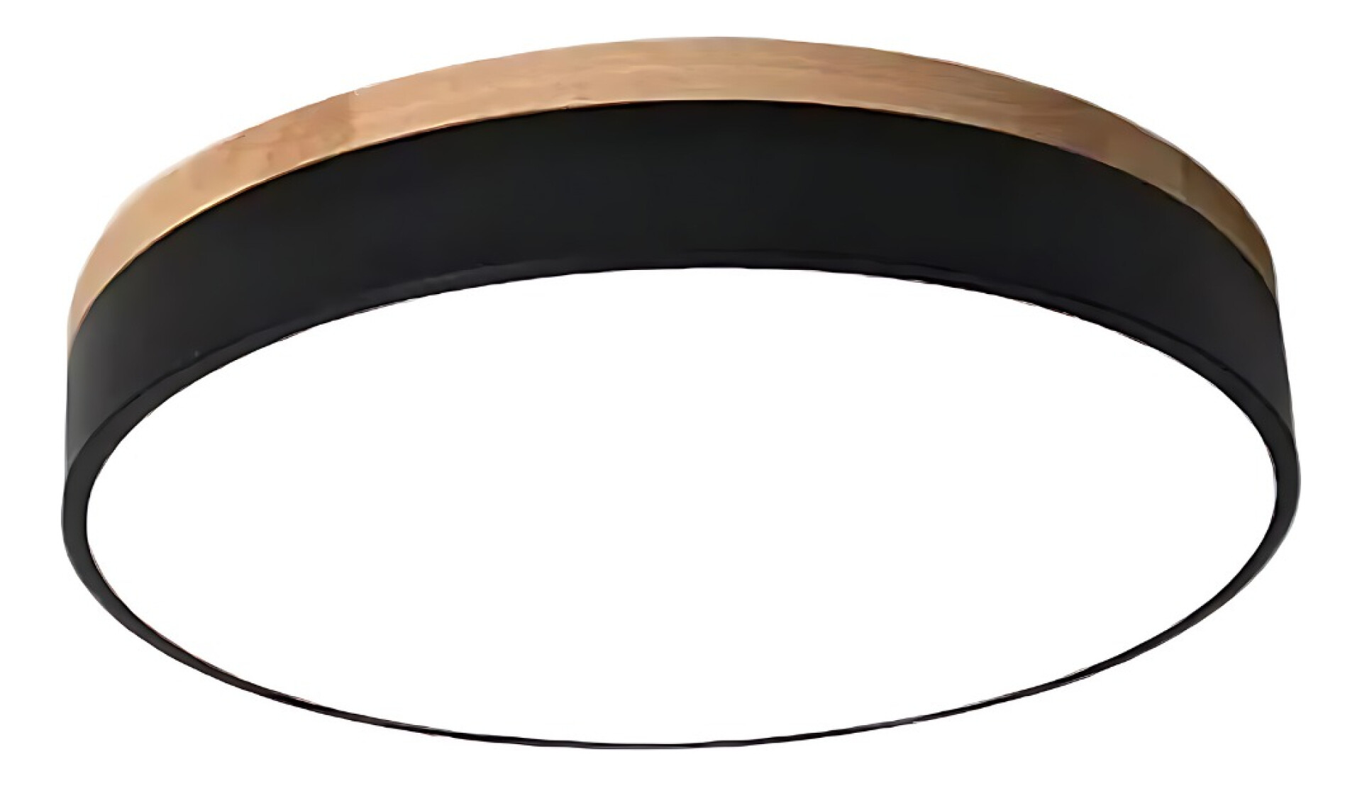 Luminaria Plafon Led Diám 30cm 18w Metal Y Madera Circular - Negro 