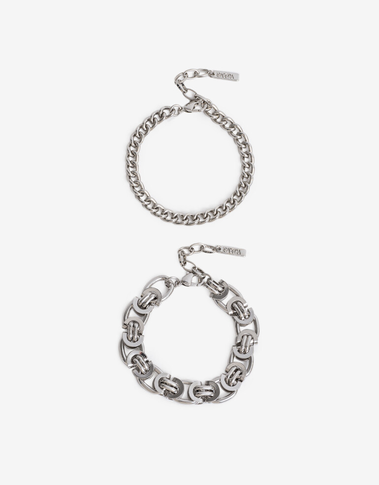 Pulseras Flexibles Sets Metal Set De Pulseras Flexible Cadena - Plateado Rodio