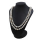 Collar perlas de cultivo dos vueltas con broche oro 18k blanco, brillantes y esmeraldas Collar perlas de cultivo dos vueltas con broche oro 18k blanco, brillantes y esmeraldas