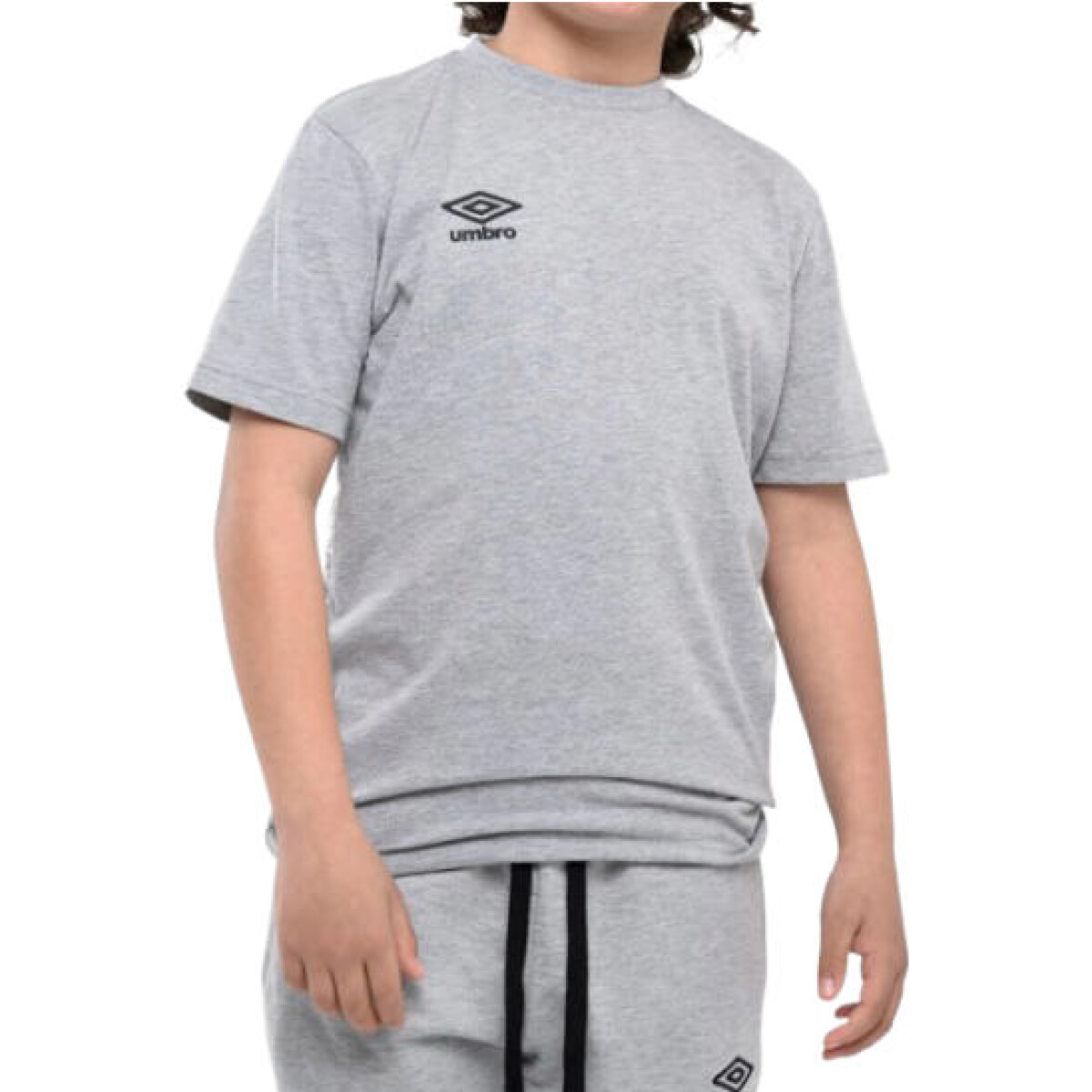 Remera Infantil Umbro Basik Kids - Gris Melange - Negro 