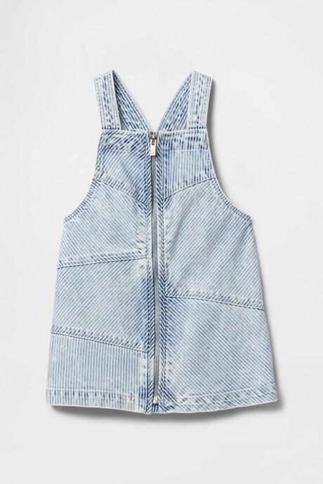 Vestido De Jean Con Cierre A Rayas Toddler Niña Indigo Stripe