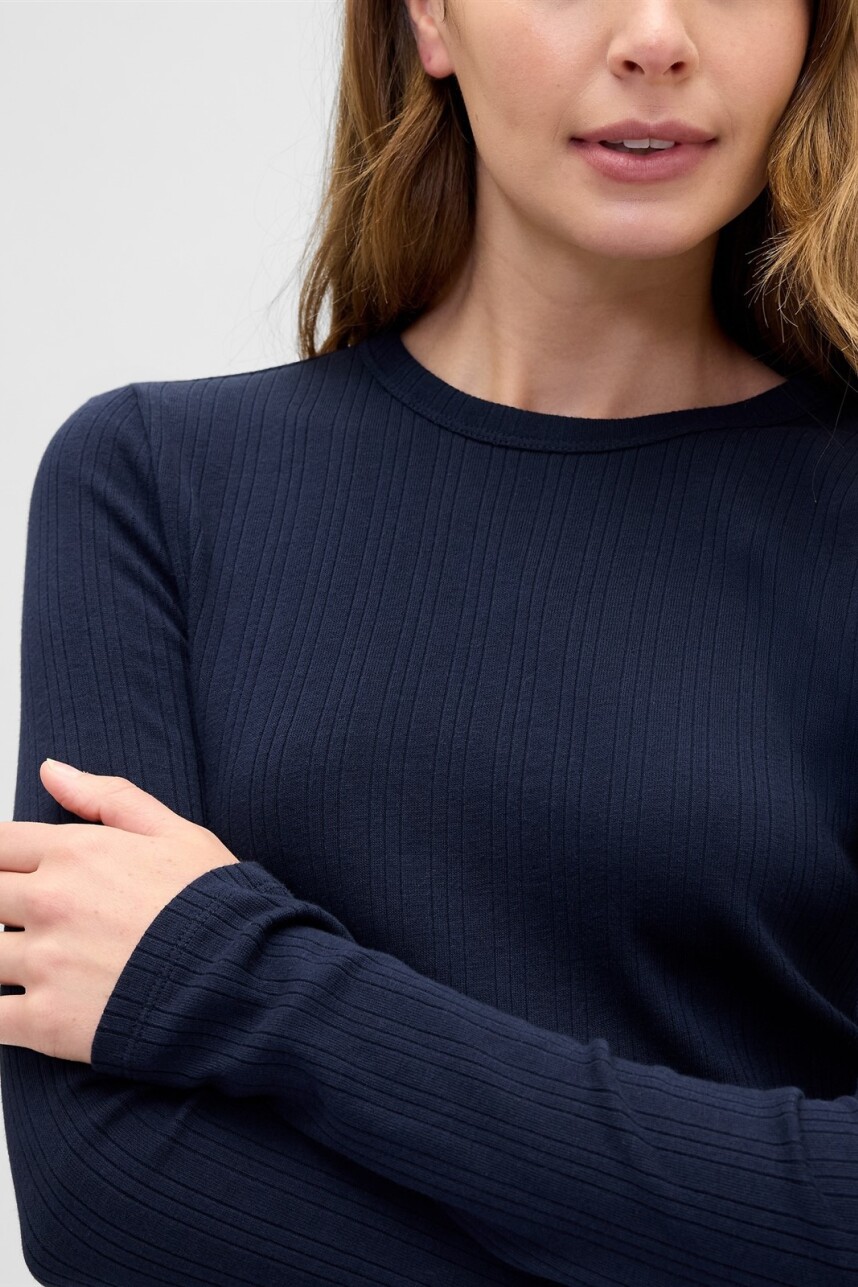Remera Rib Mujer Navy Uniform