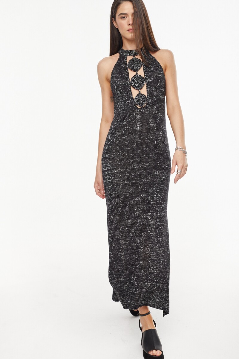 Vestido Espiral Negro Lurex