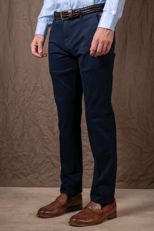 Pantalón gabardina slim Azul marino