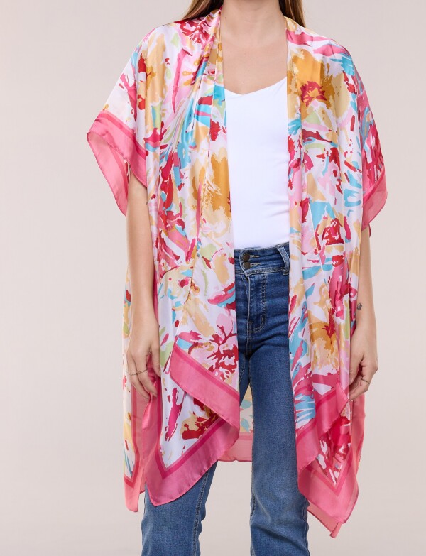 Kimono Satén Estampado Floral ROSA/MULTI