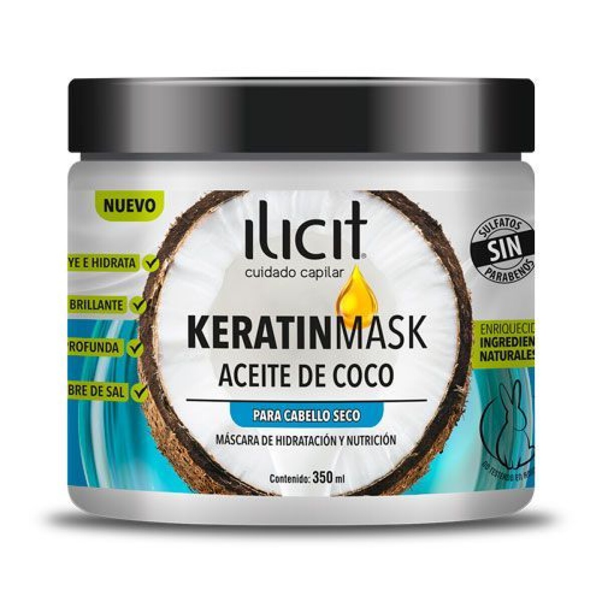 Ilicit Máscara 350 ml - Keratin Mask Aceite de coco 