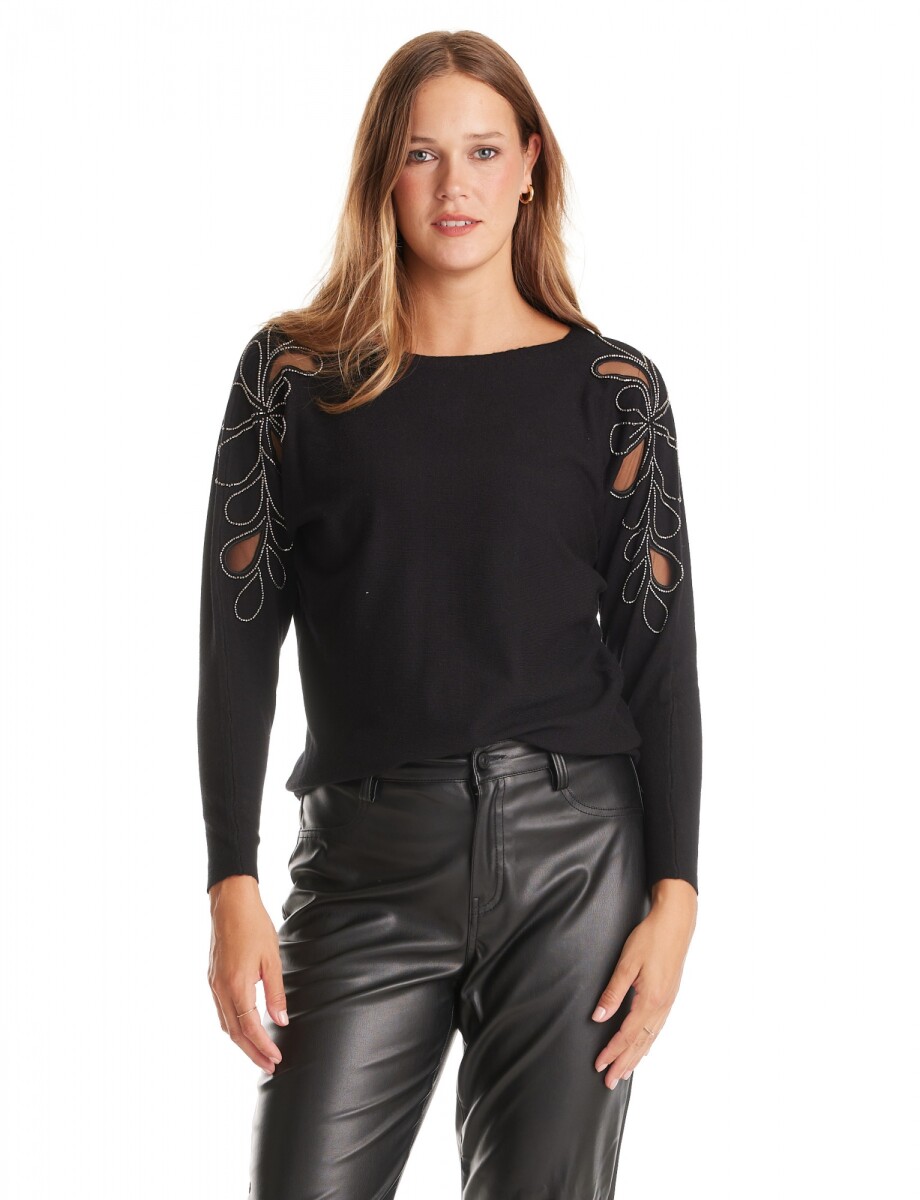 Buzo Mangas Lentejuelas - Negro 