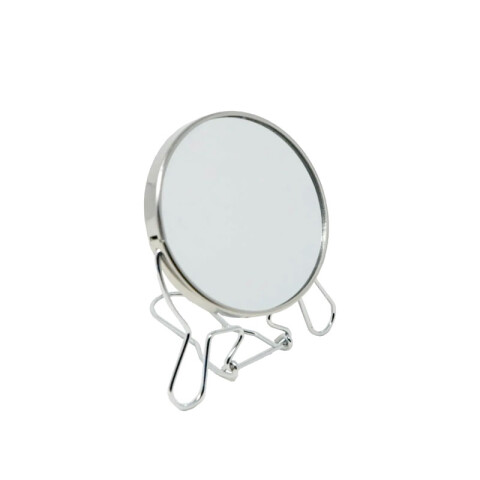 Espejo de metal redondo doble faz con aumento Espejo De Metal Redondo Doble Faz Con Aumento
