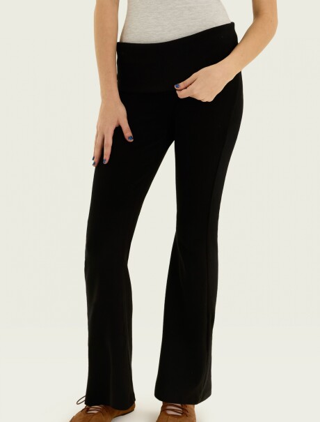 PANTALONES ACAMPANADOS CON CINTURA ELÁSTICA NEGRO