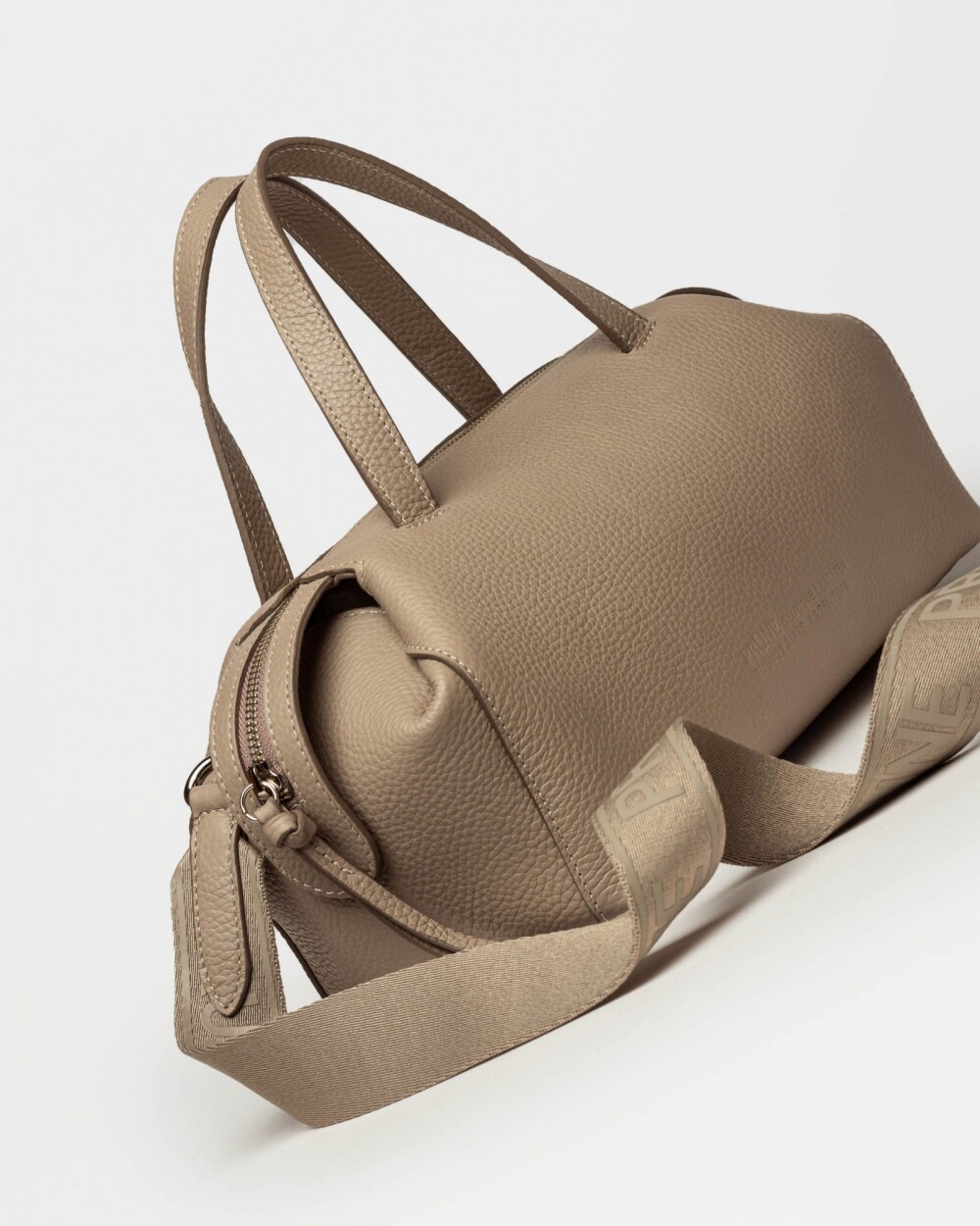 Cartera de mano Resort en cuero graneado Taupe