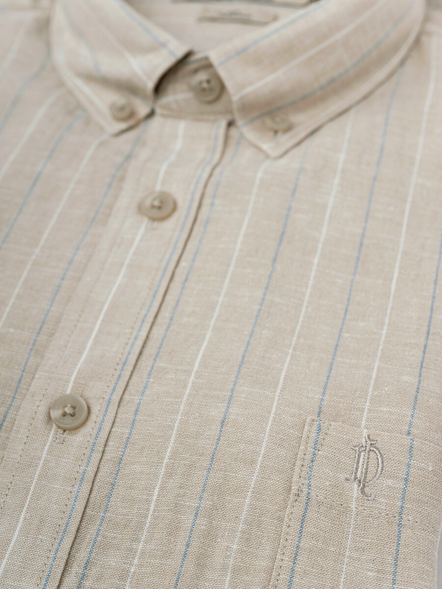Camisa m/l rayada - crudo 