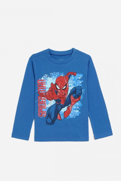 Remera m/l Spiderman niño AZUL