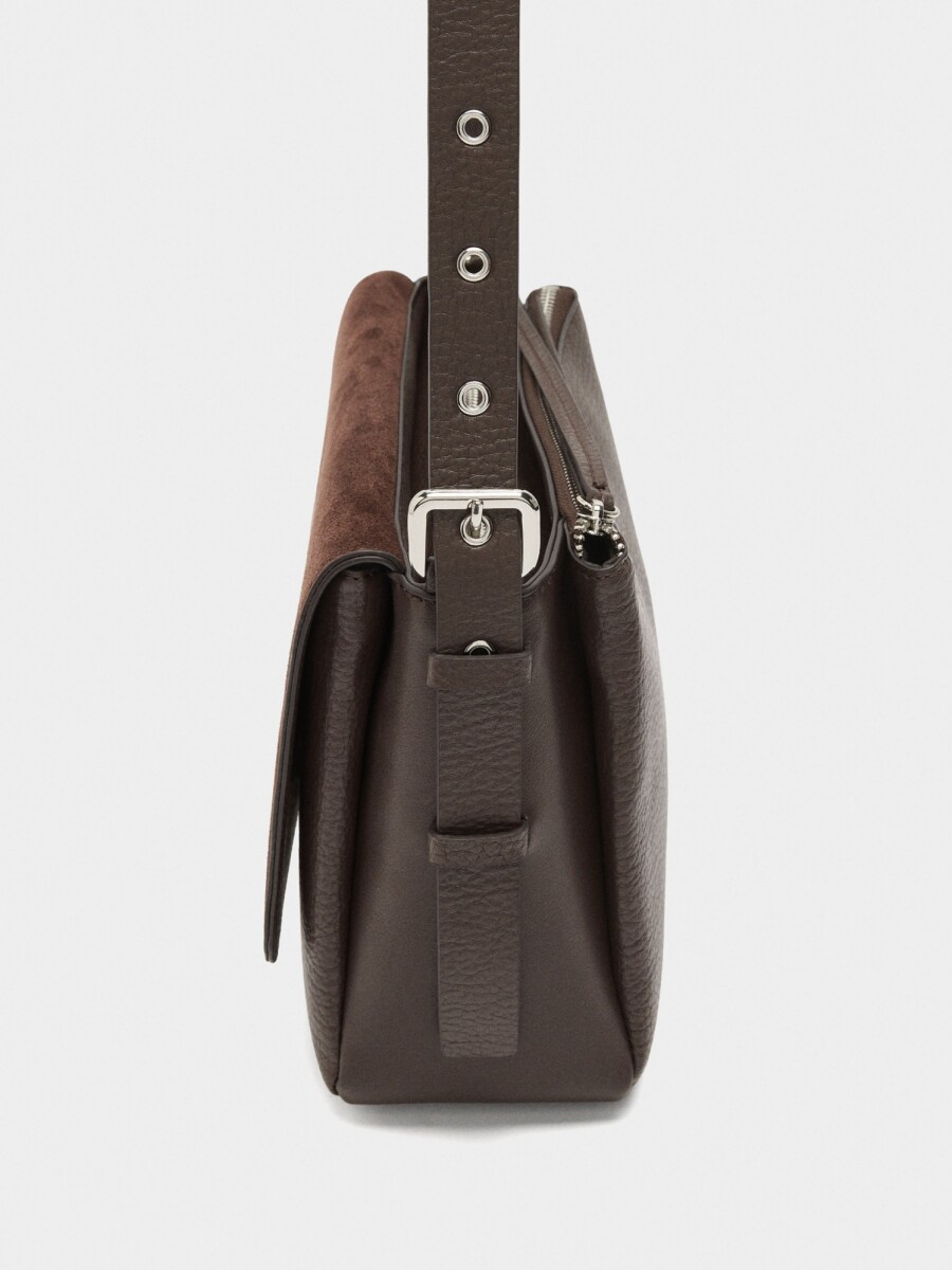 Bolso Bandolera Con Piel marron