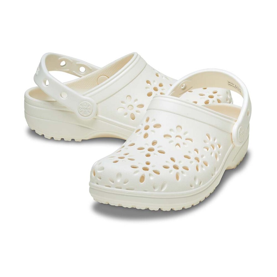 Crocs Classic Floral Cut Out Clog K - Niños Chalk